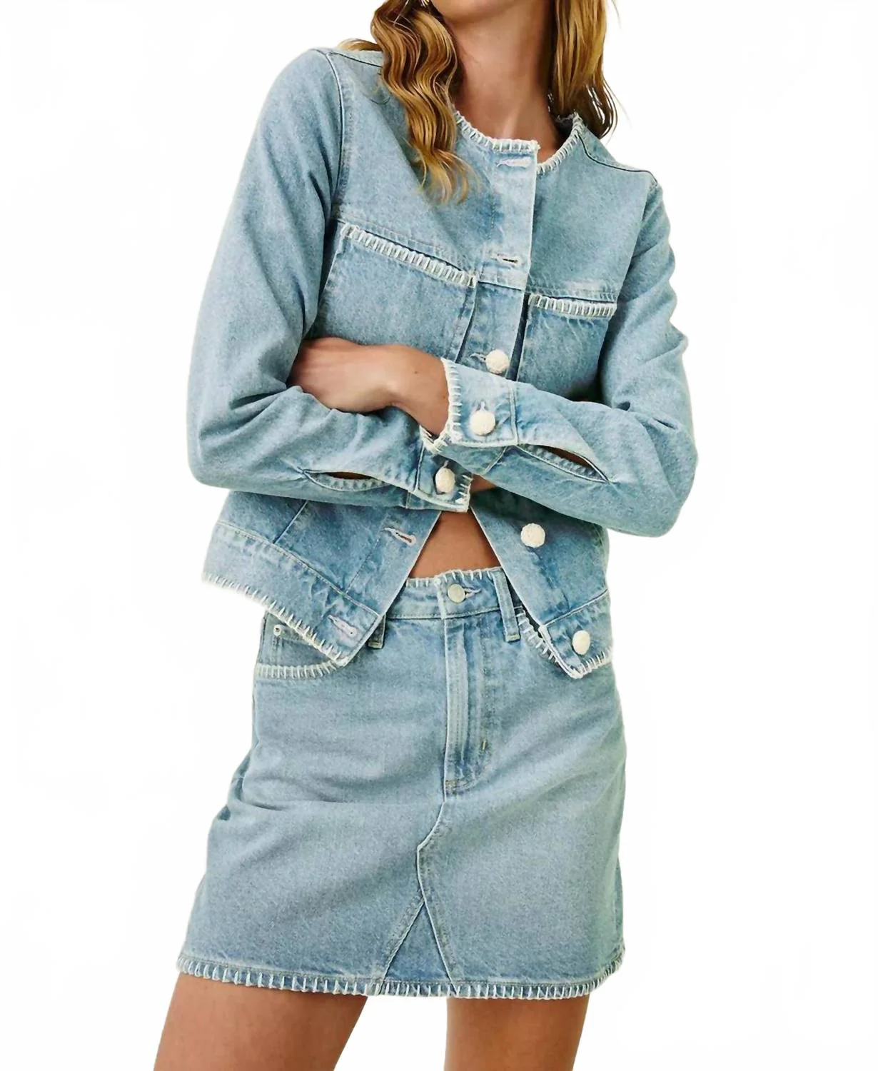 Laurel Skirt In Harbor Blanket Stitch