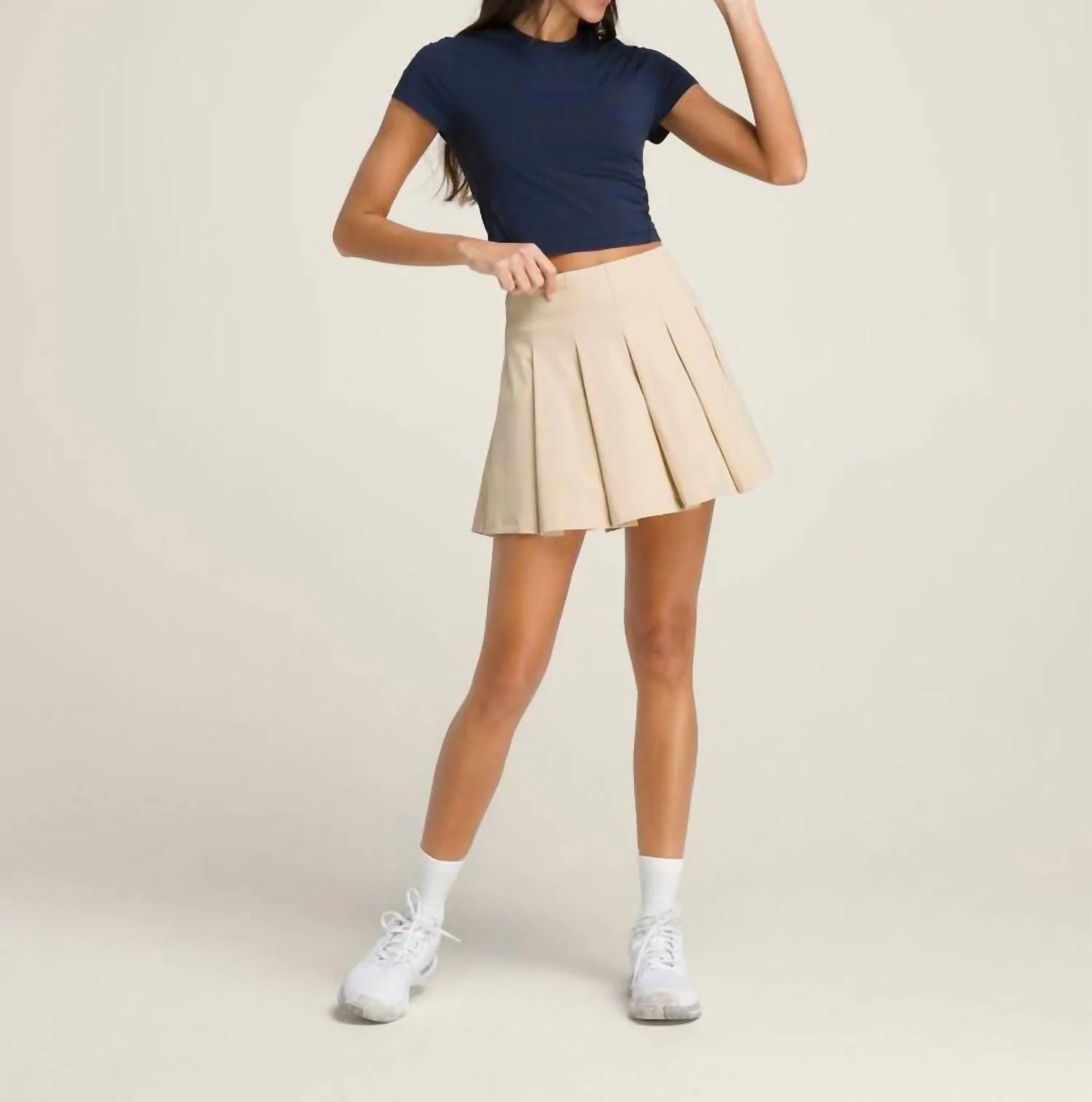 Classic Pleated Skirt In Safari