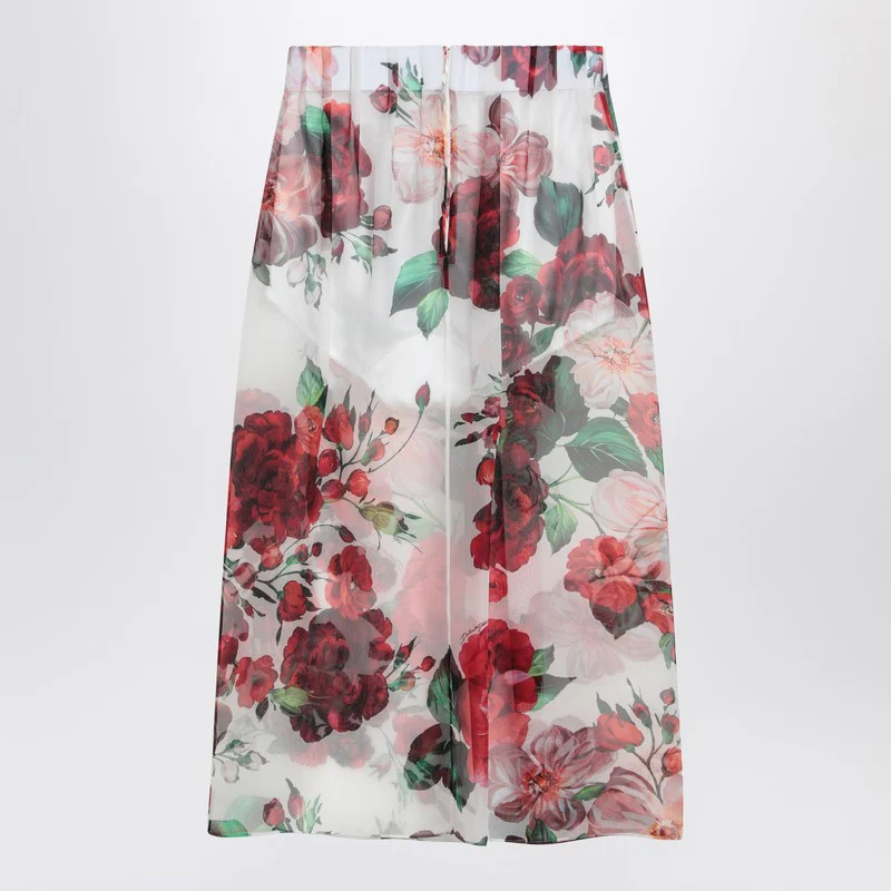 Dolce&Gabbana Chiffon Silk Skirt With Rose Print