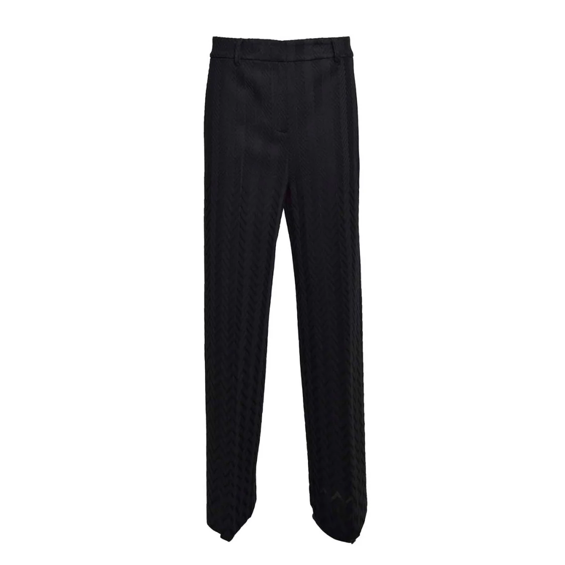 Black Chevron Viscose Cotton Flare Pants
