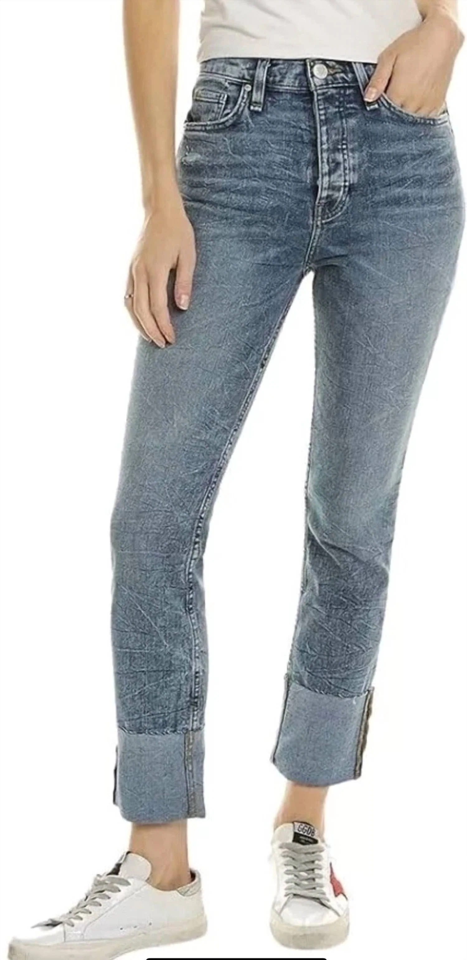 Holly High Rise Straight Ankle Jeans In Mineral Blue