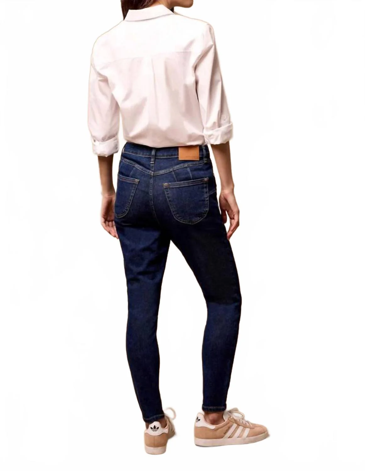 Sophia Curvy Hugging Skinny Ankle Jeans In Dark Denim