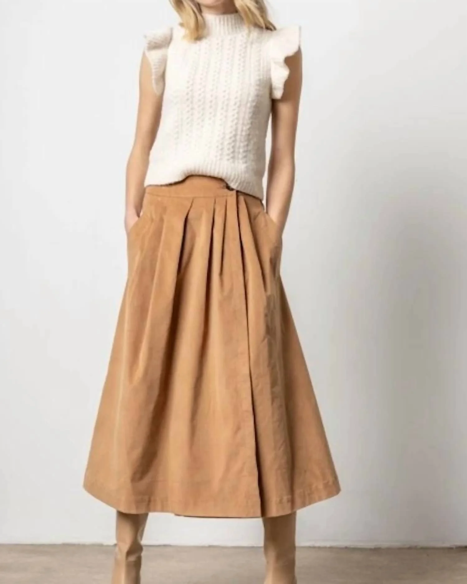 Corduroy Wrap Skirt In Acorn