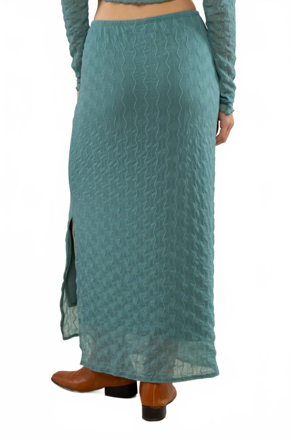 Jacquard Mesh Maxi Skirt - Plus In Green