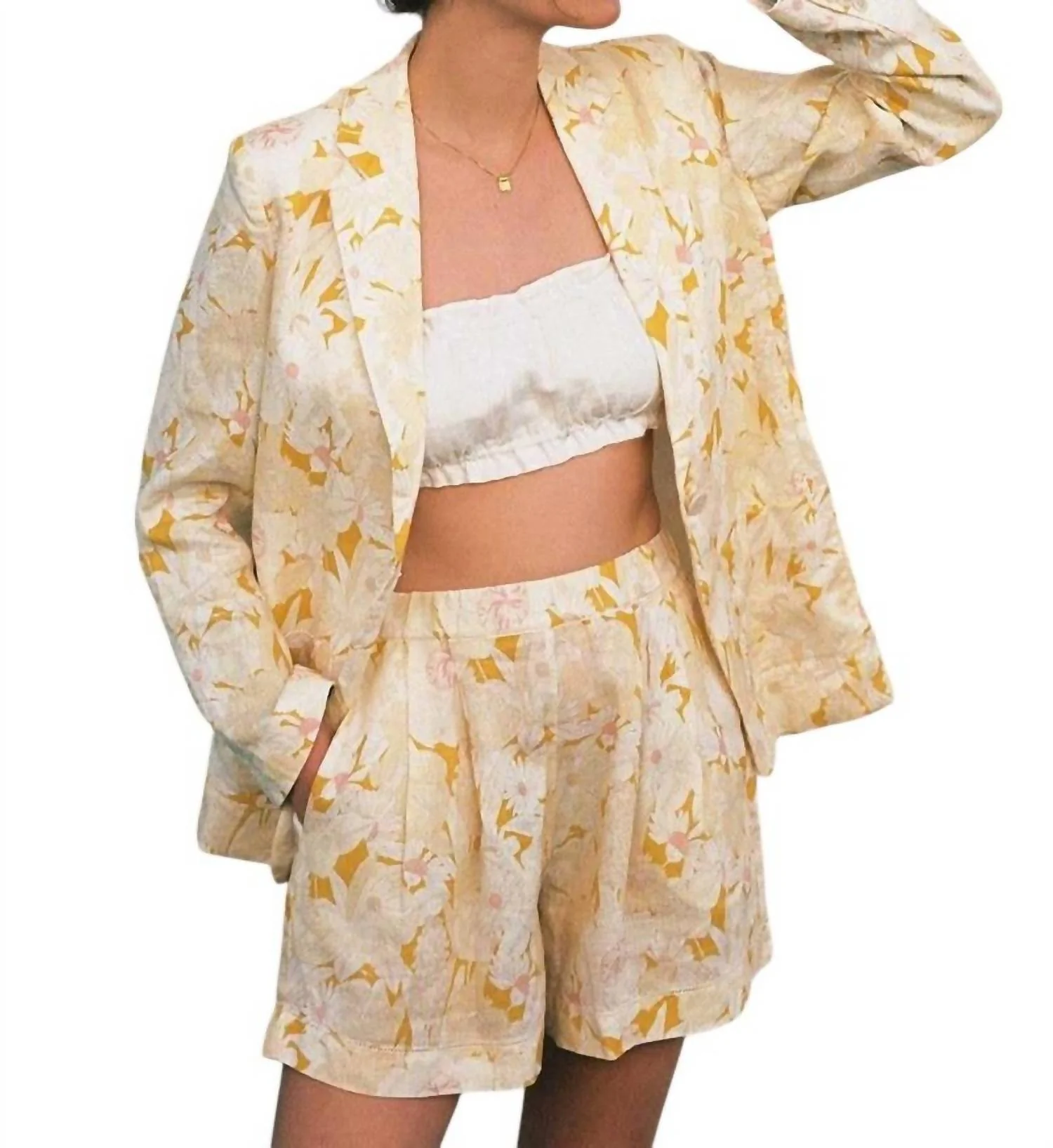 Theo Blazer In Honey Flora