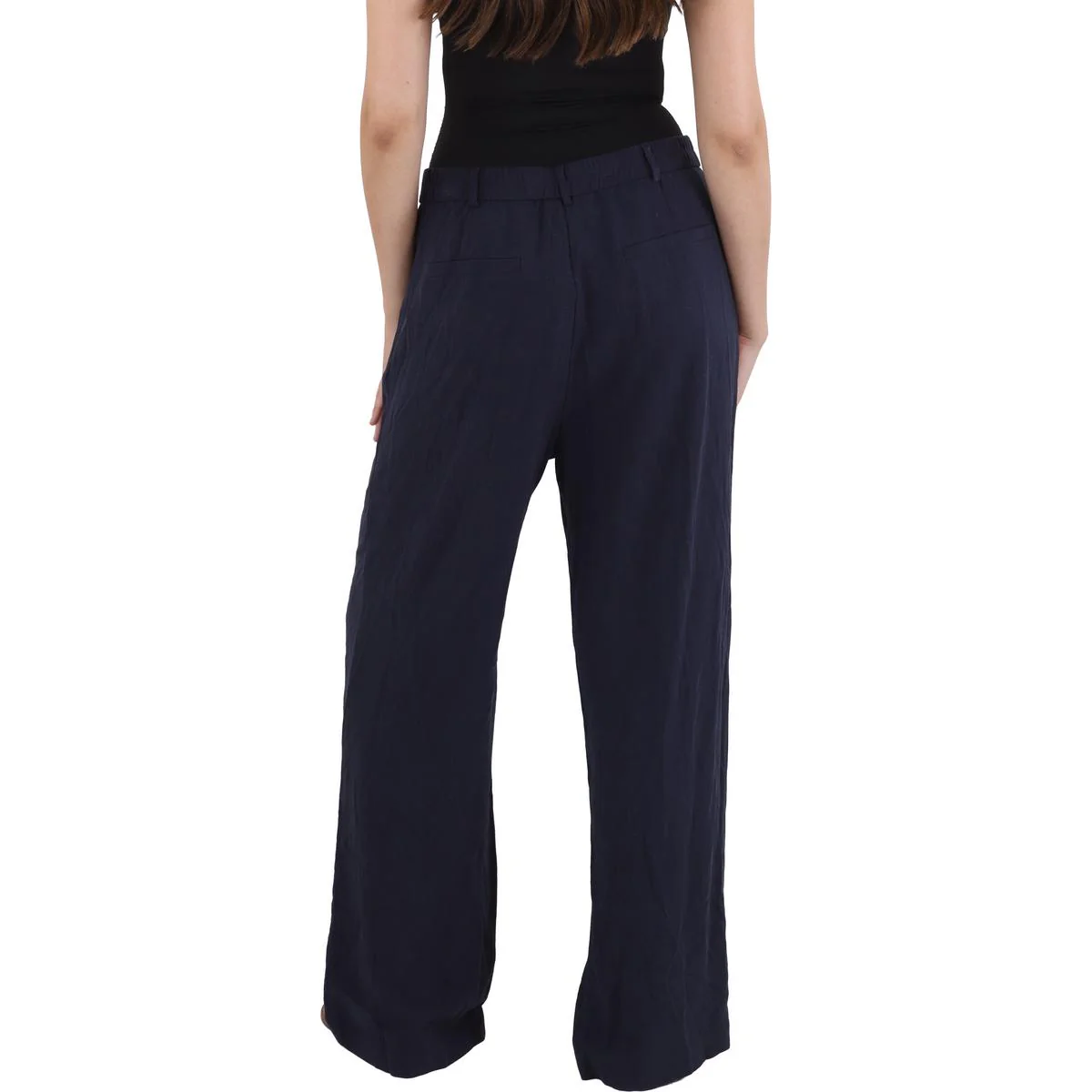 Womens Heathered Linen Wide Leg Pants