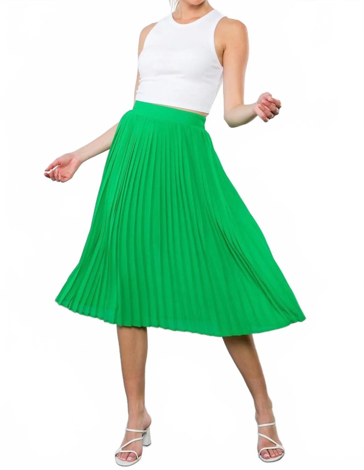 Cheerful Pleats Skirt In Green