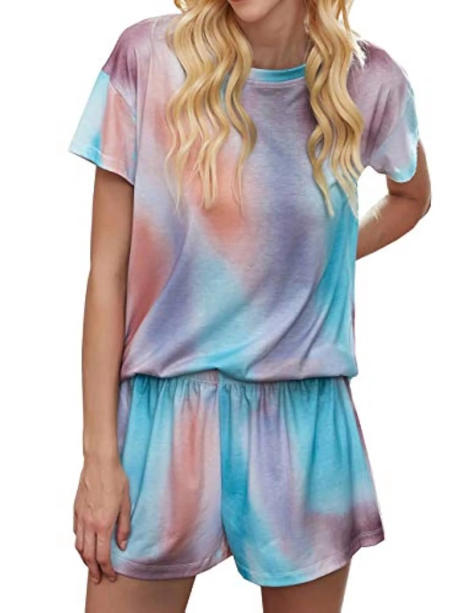 Tie Dye Lounge Short Set In Pastel