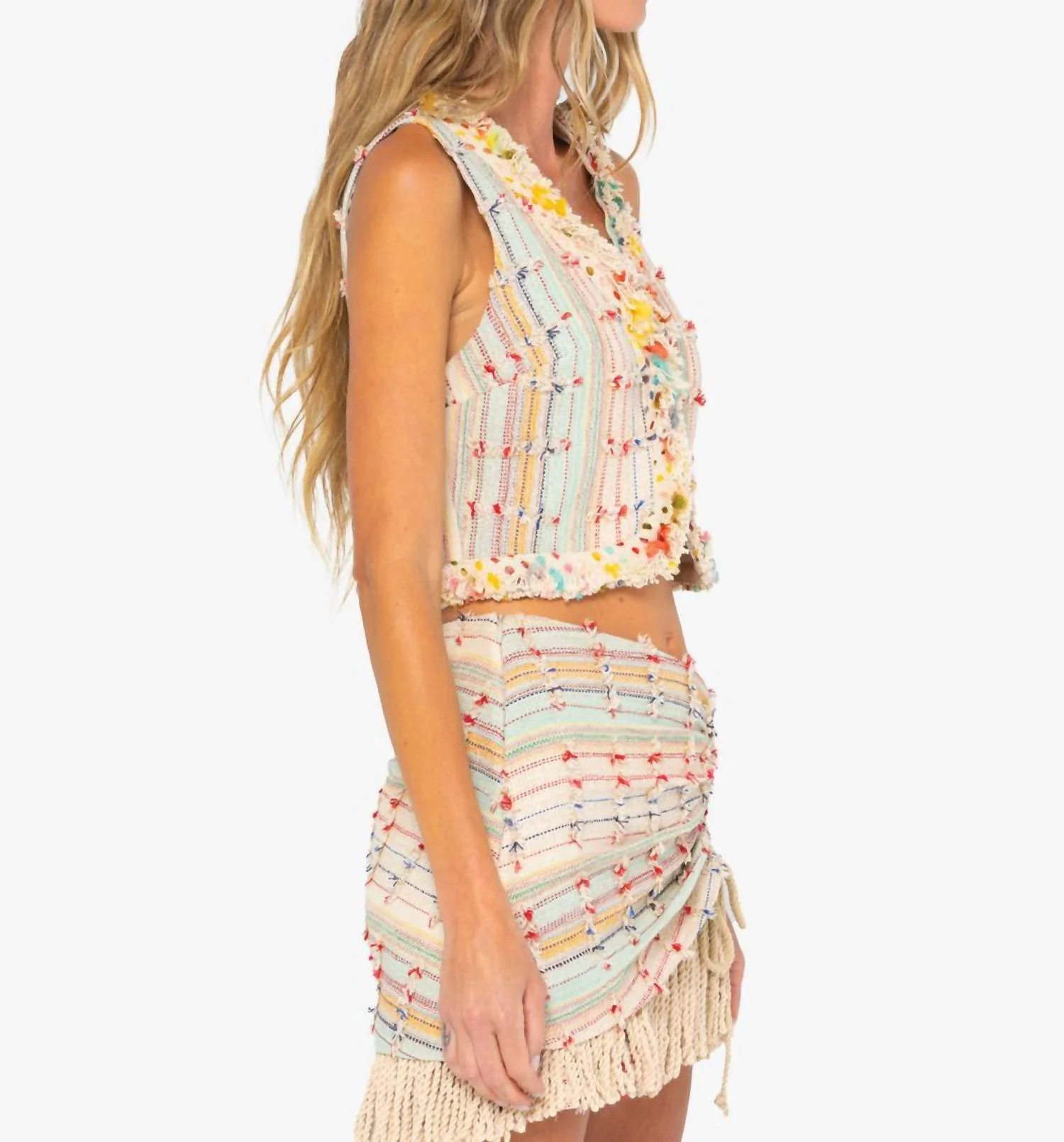 Maya Mini Skirt In Fringed Multi