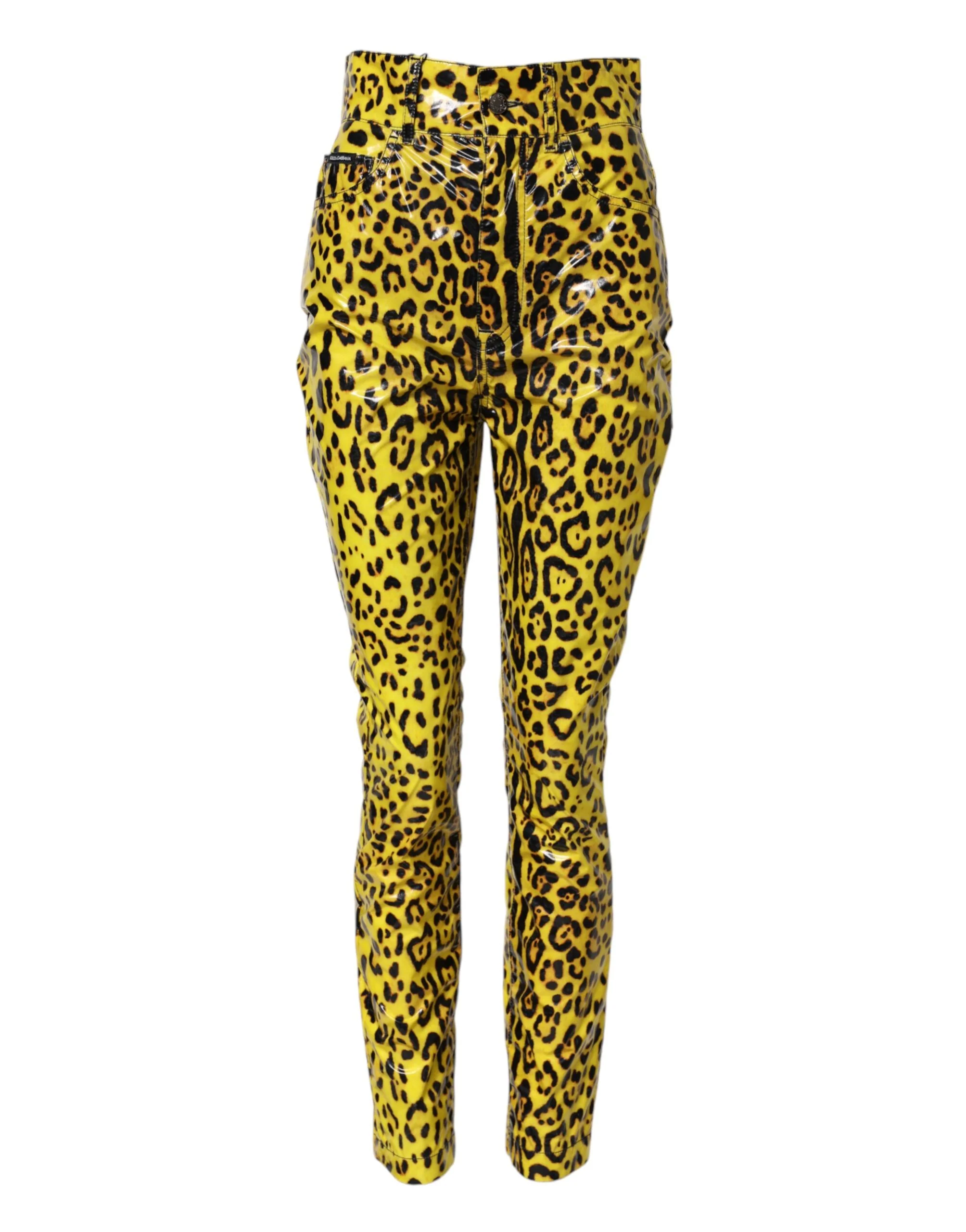 Dolce & Gabbana Leopard High Waist Slim Women's Pants (Pre-Owned)