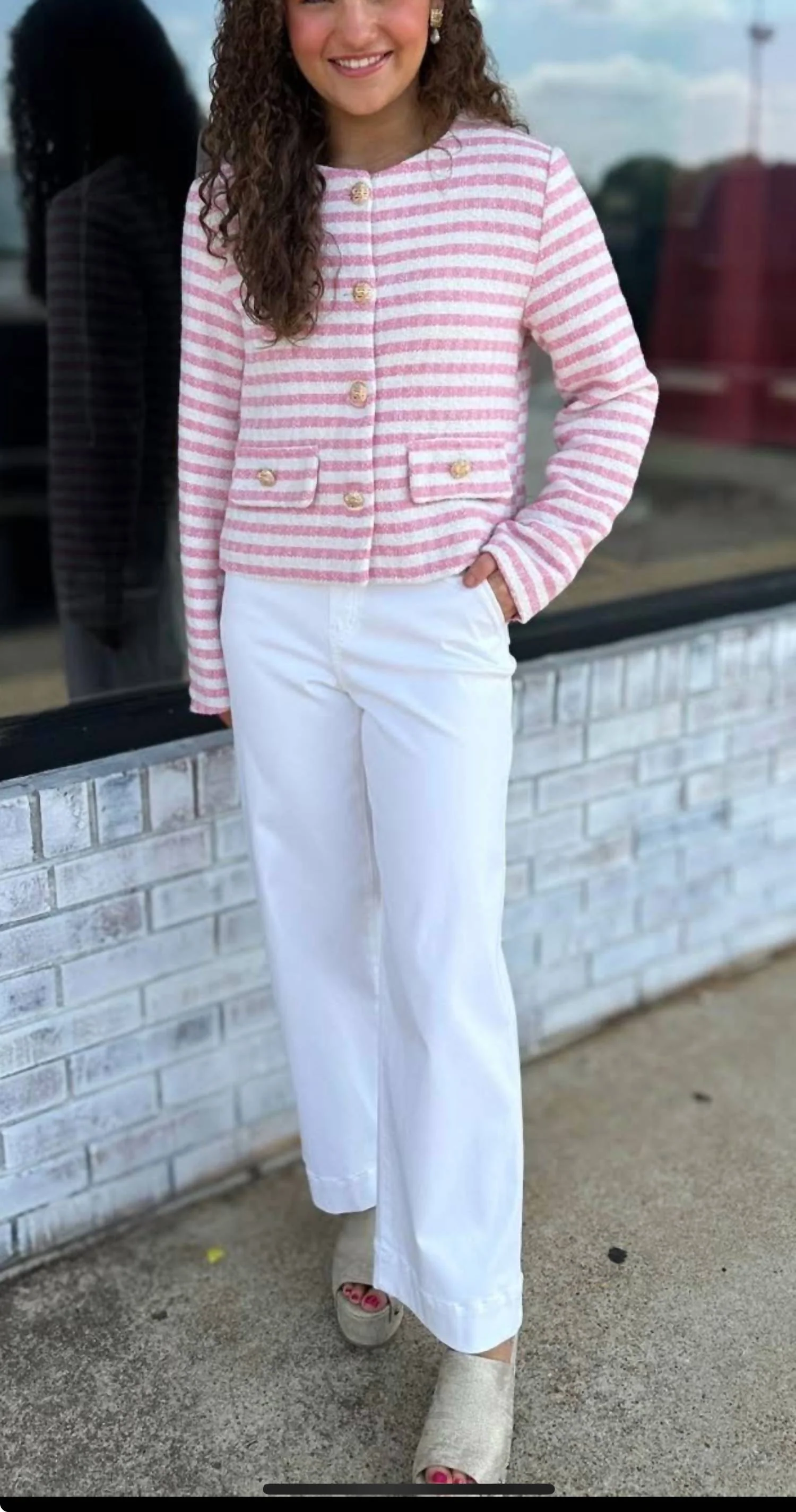 Elle Gold Button In Pink