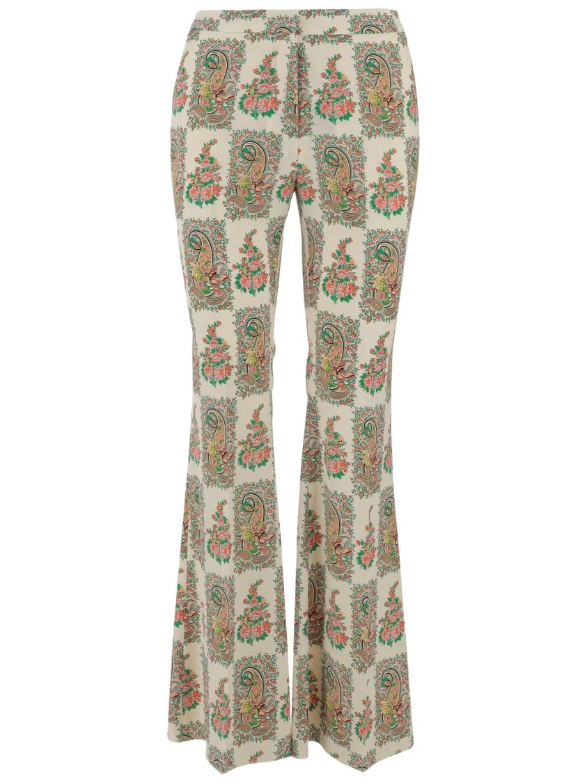 Paisley Print Technical Fabric Pants