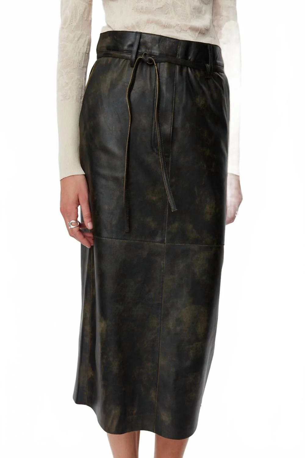 Lulu Leather Skirt In Black