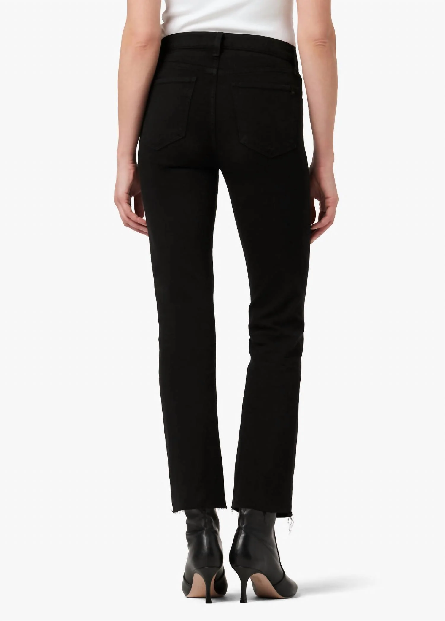 Callie Raw Hem Boot Cut Jeans In Black