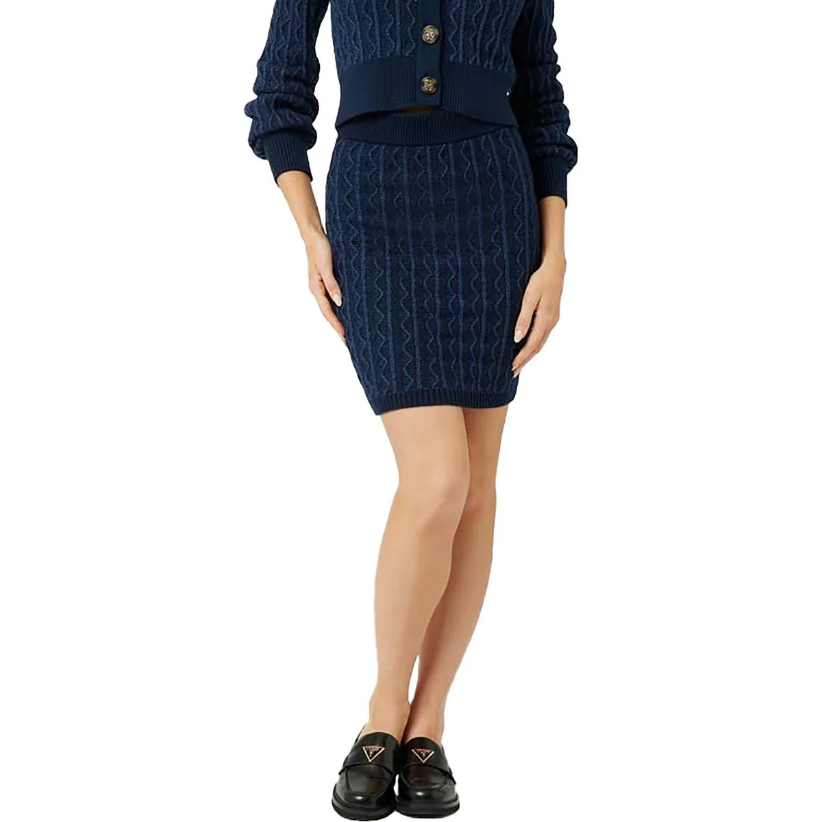 Womens Solid Knit Mini Skirt