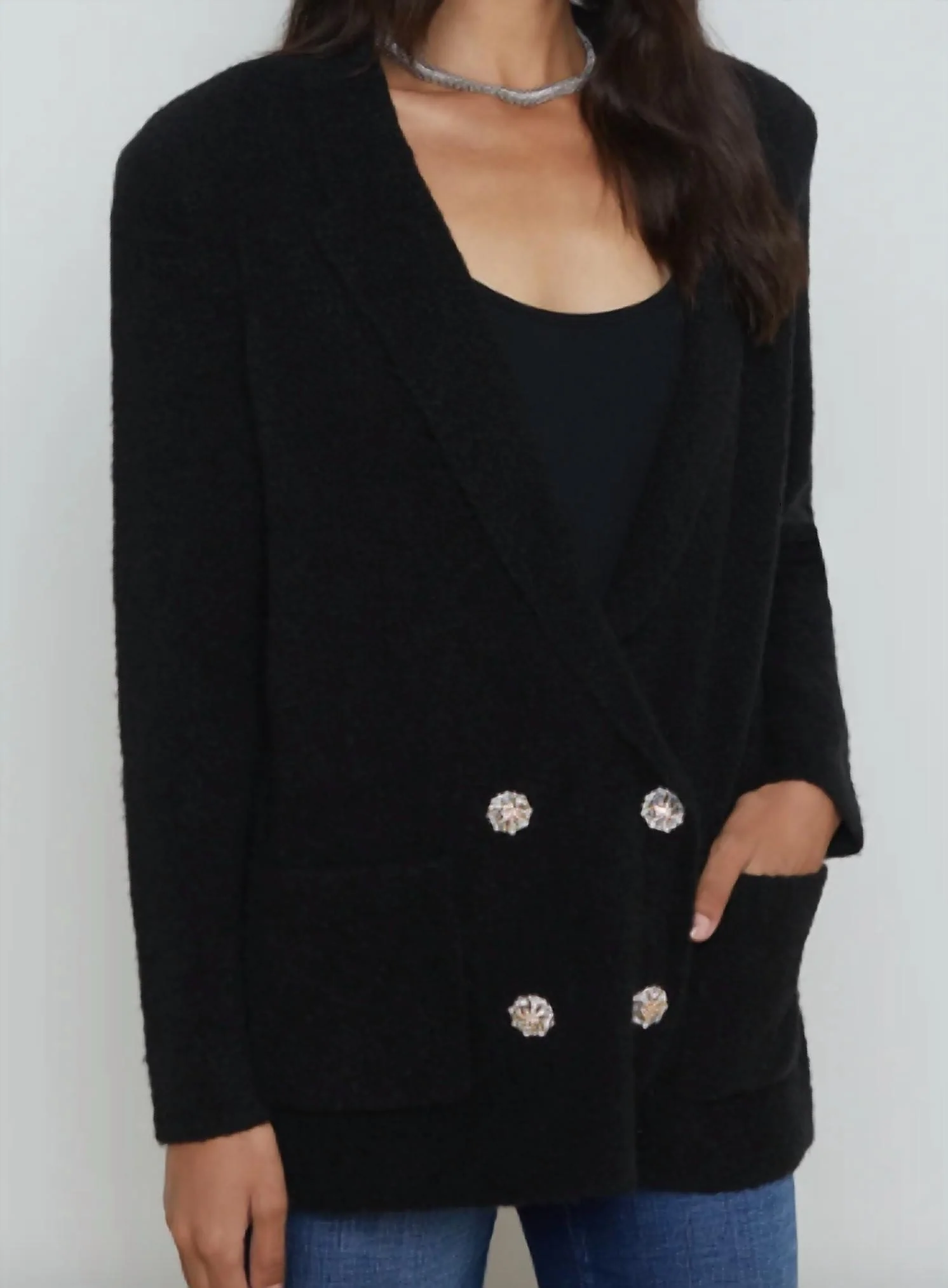 Eileen Knit Blazer In Black