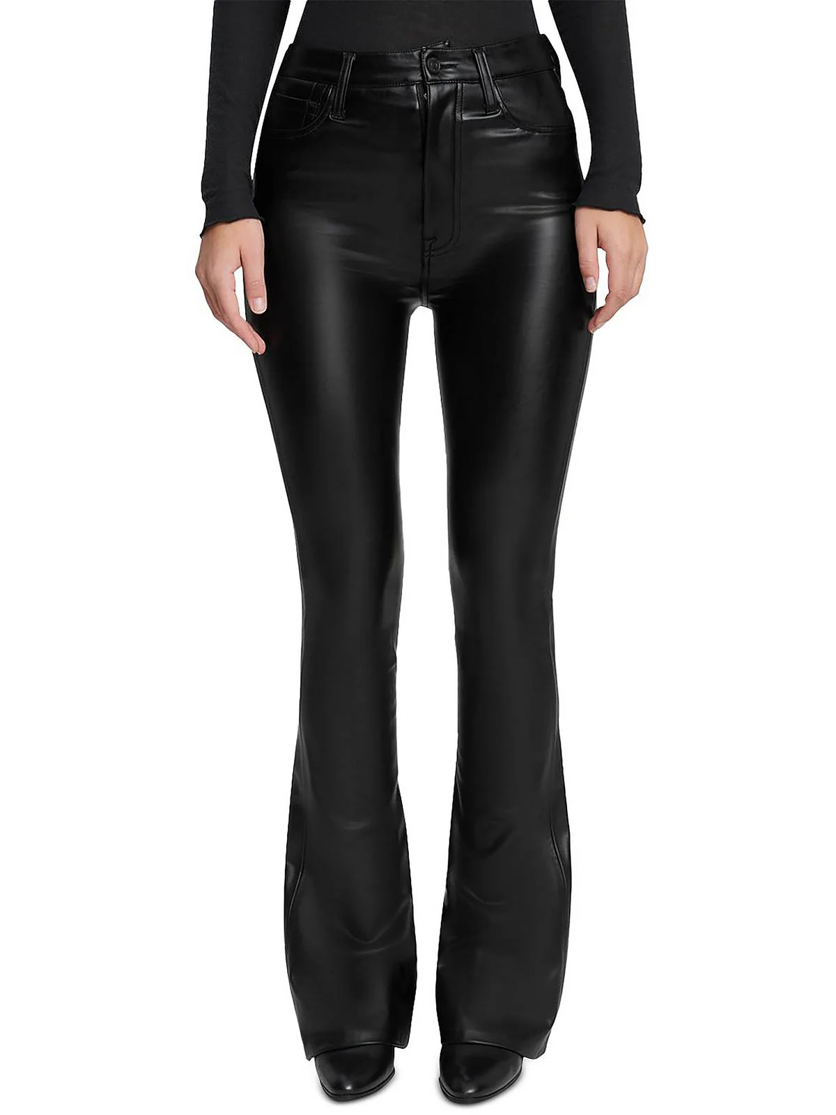 Womens Vegan Leather High Rise Bootcut Pants