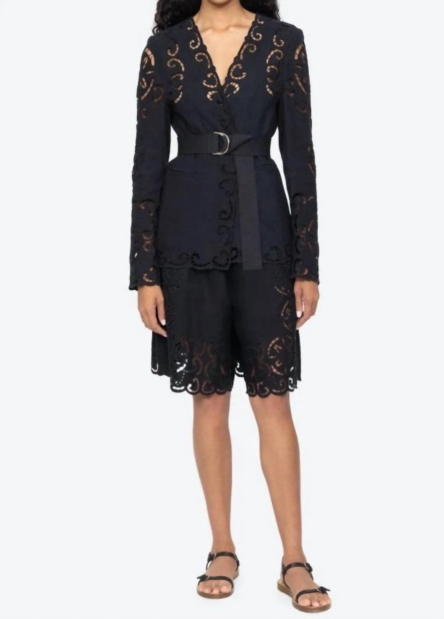 Dahlia Eyelet Detailed Blazer In Black