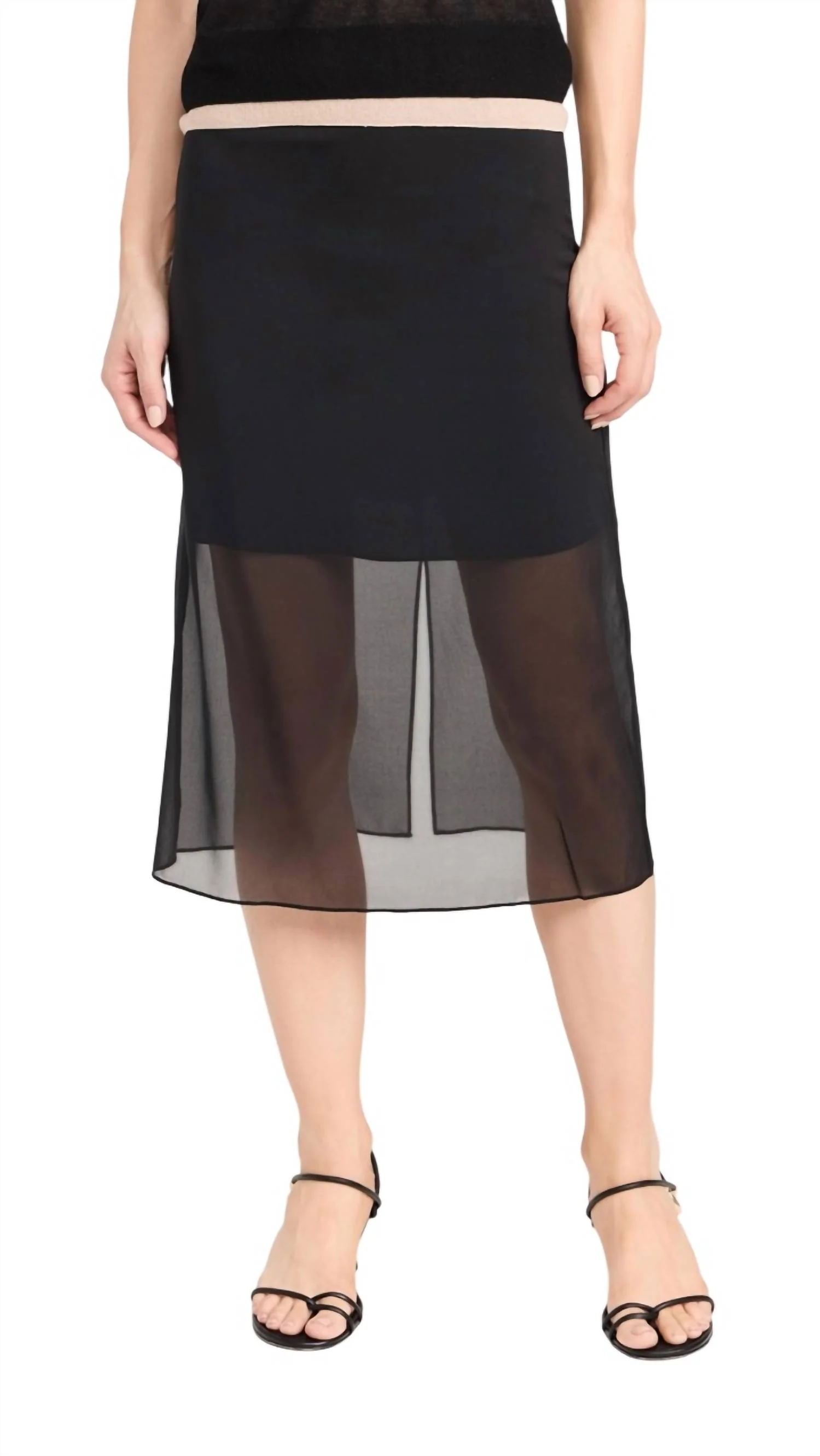 Sheer Pencil Skirt In Black