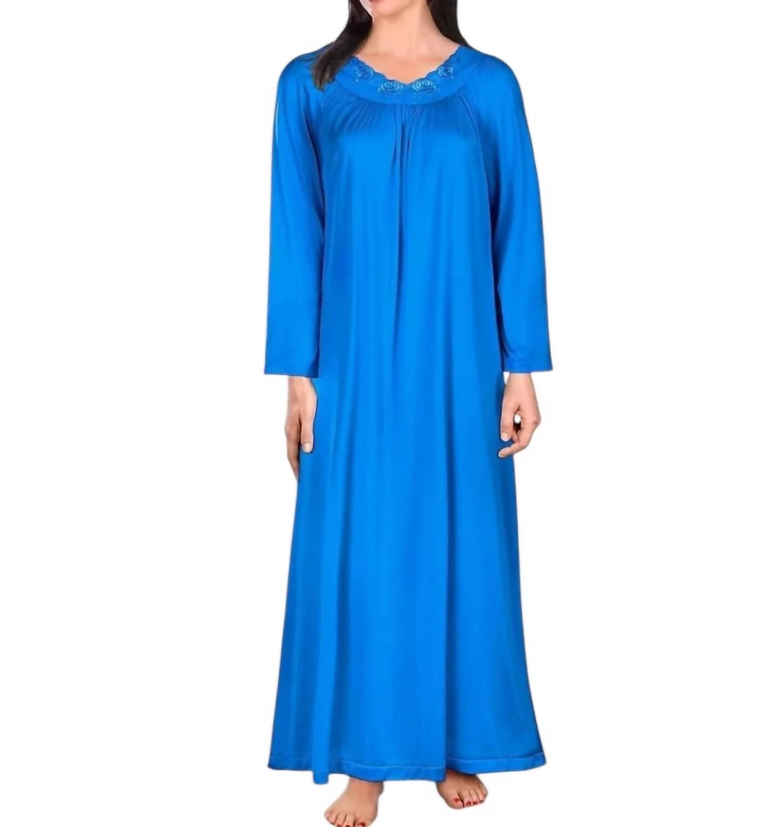Petals 53 Inch Long Sleeve Gown In Sapphire