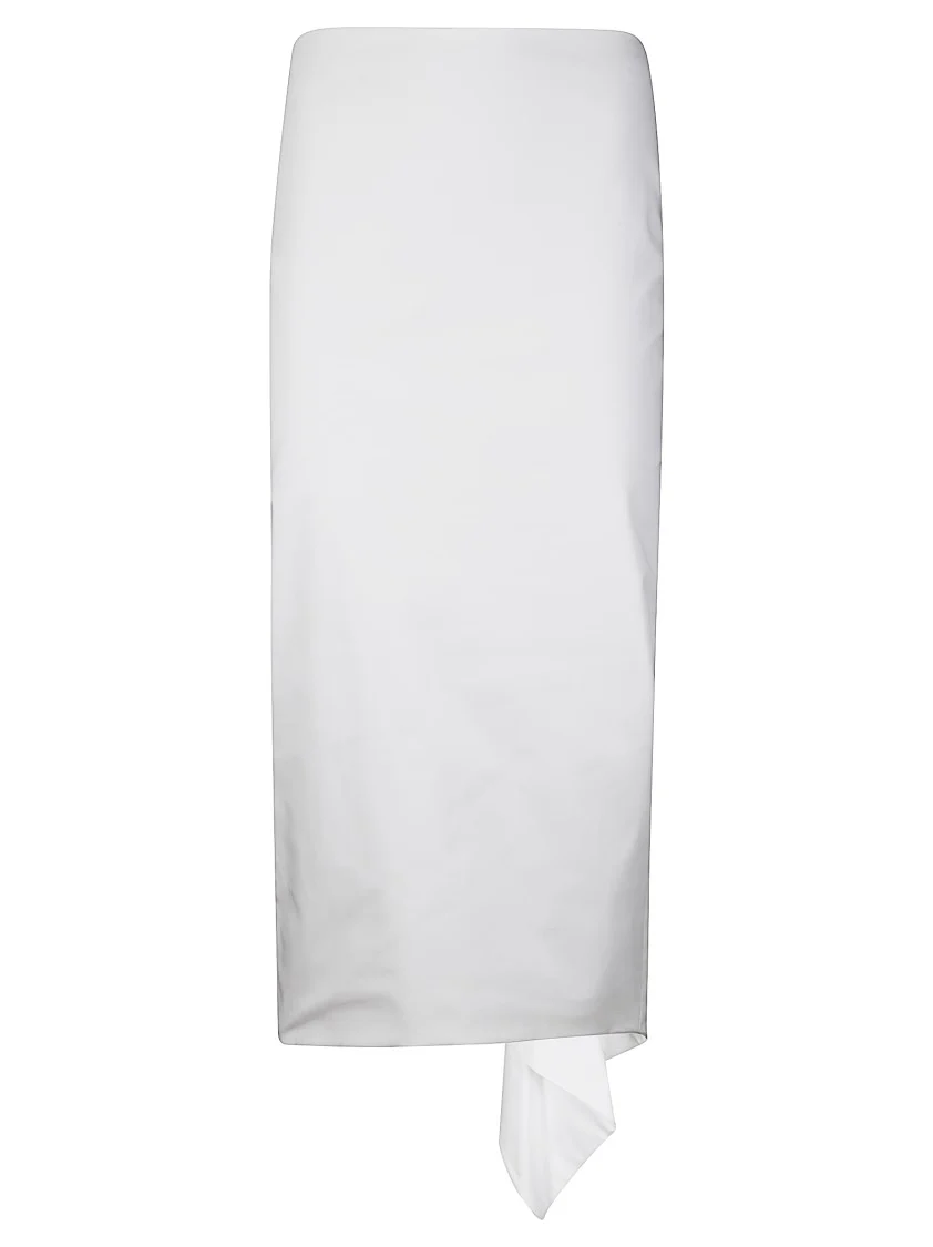 High-Waisted Stretch Cotton Midi Skirt