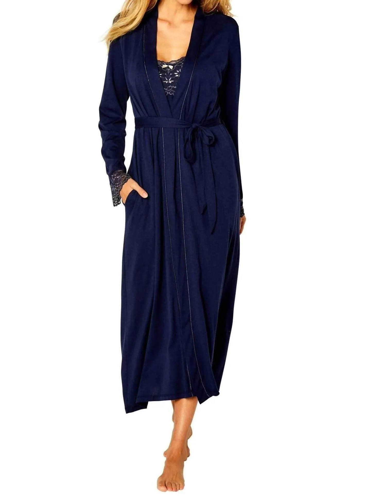 Coco Long Robe In Deep Sea
