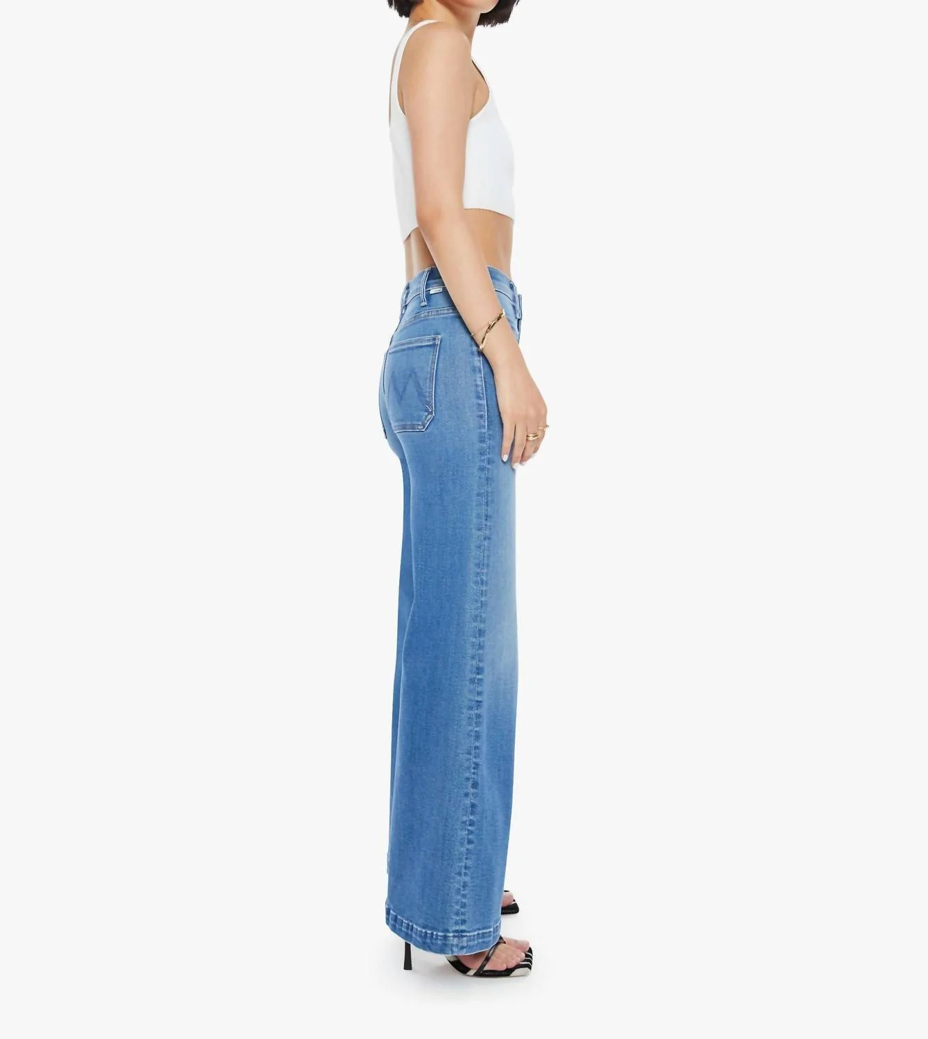 Lil' Hustler Roller Patch Pocket Sneak Wide Leg Jeans In Piece By Piece
