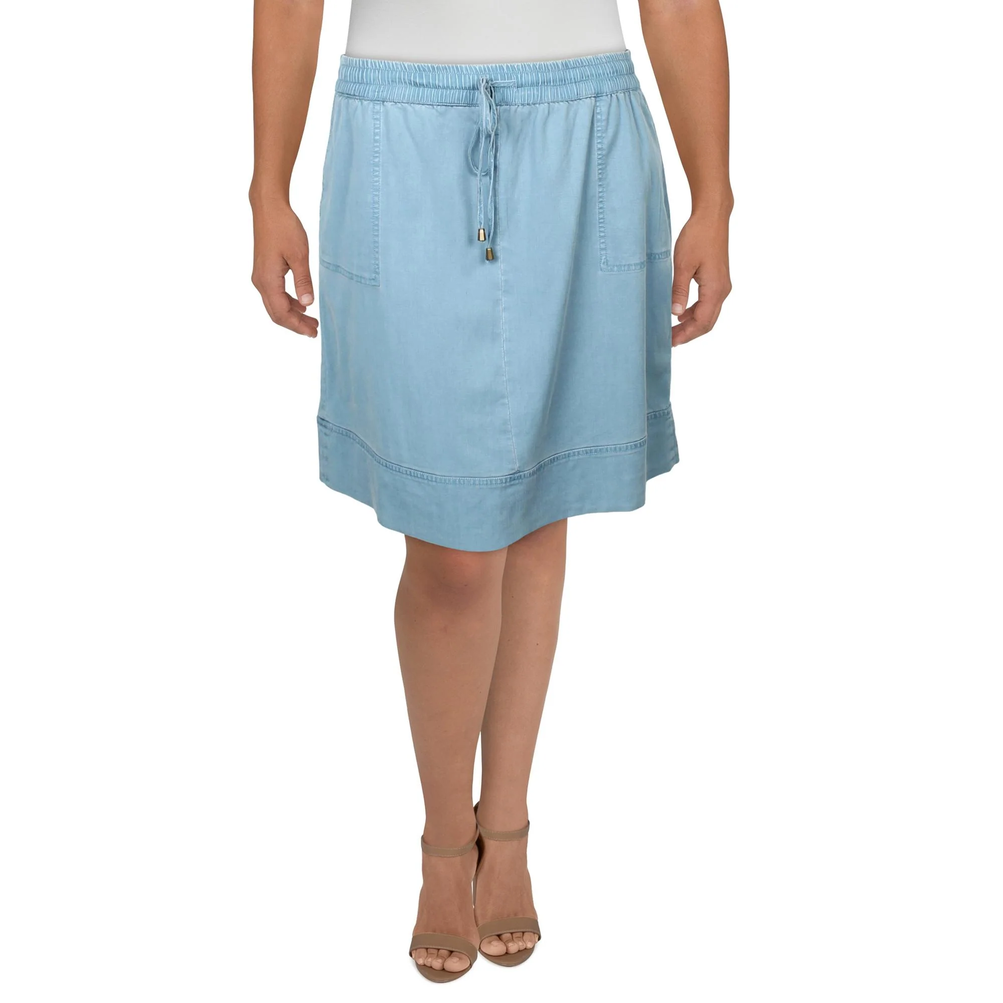 Womens Drawstring Hem Above Knee Mini Skirt