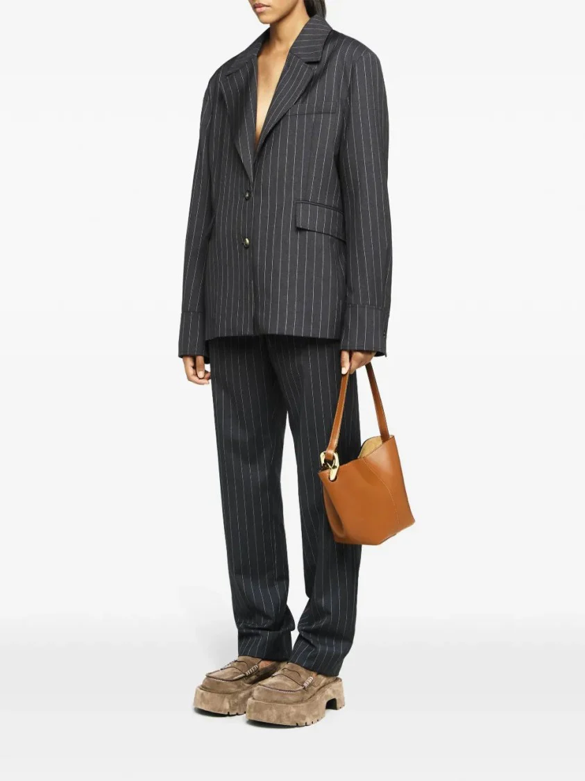 Black Straight-Leg Tailored Trousers