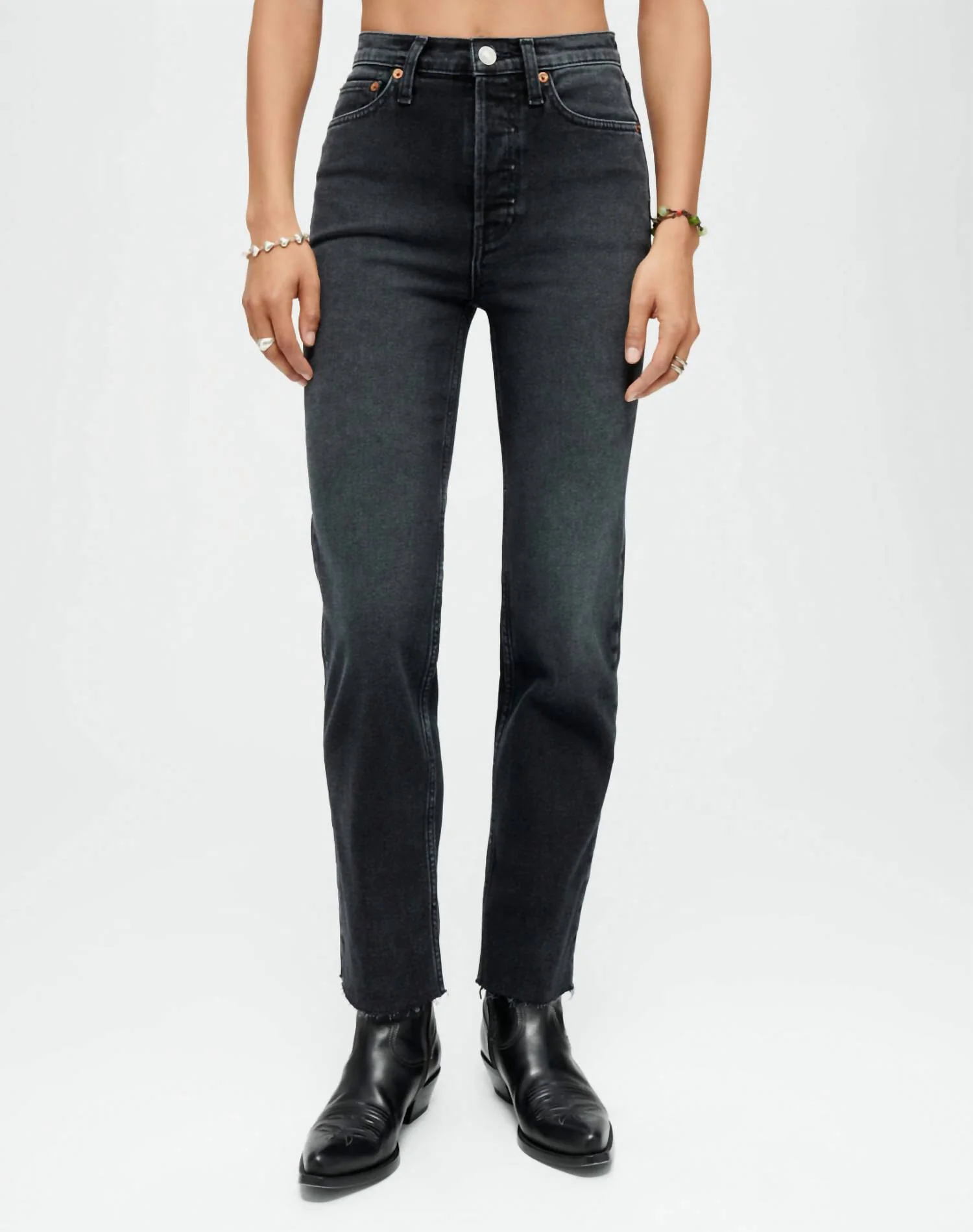 70S Stove Pipe Jean In Washed Noir
