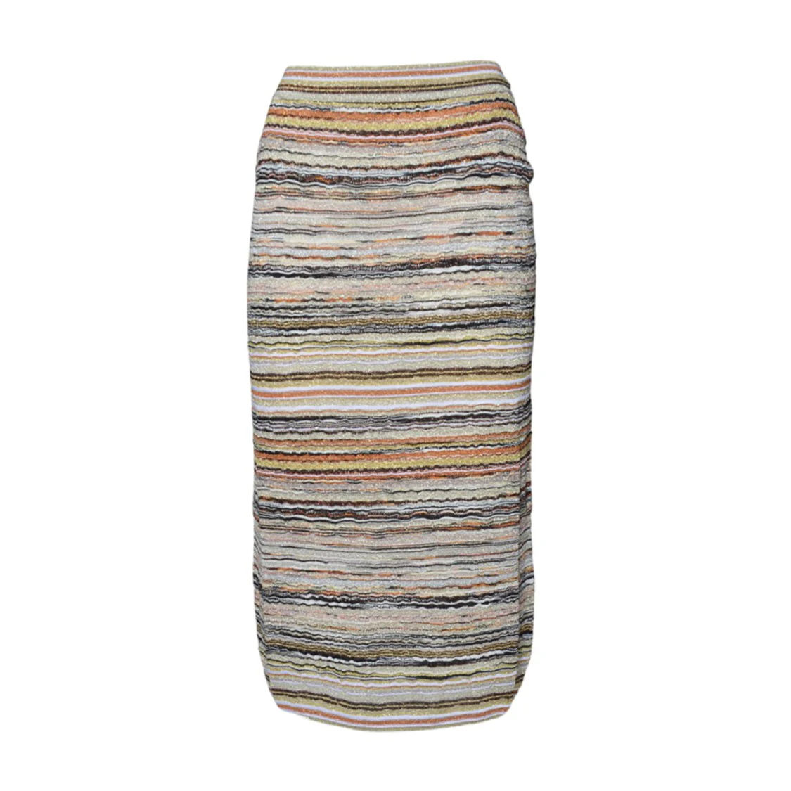 Orange Lamé Viscose Longuette Skirt