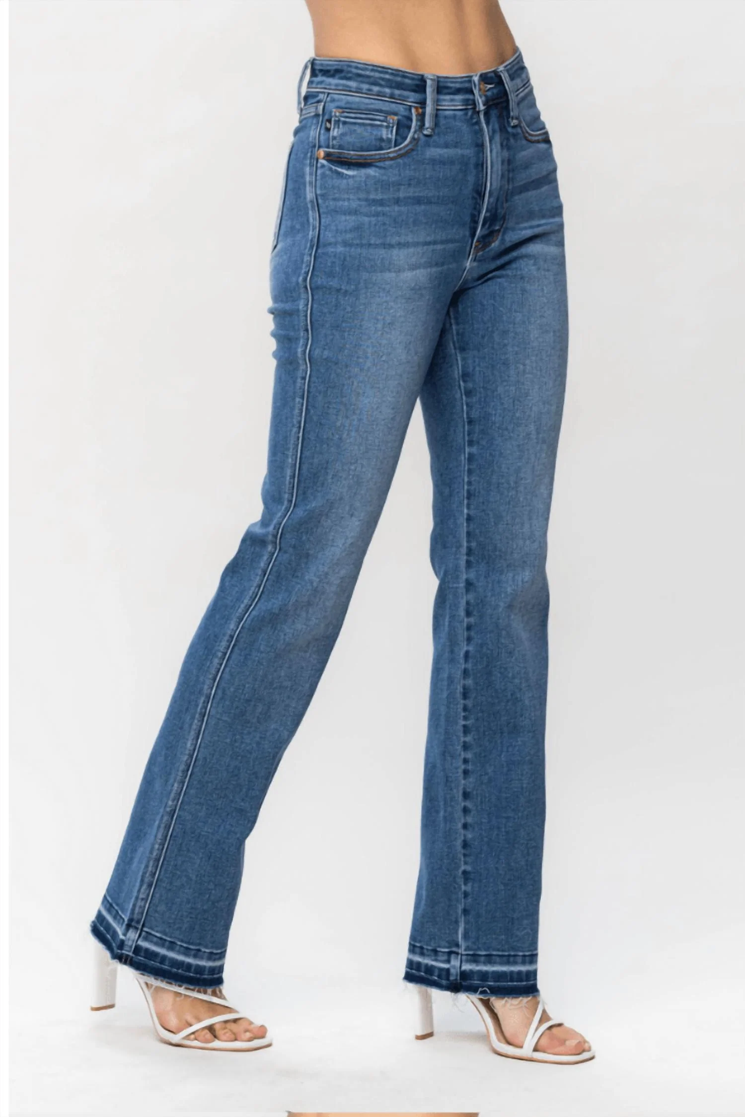 Tummy Control High Waist Slim Boot Cut Jeans In Blue