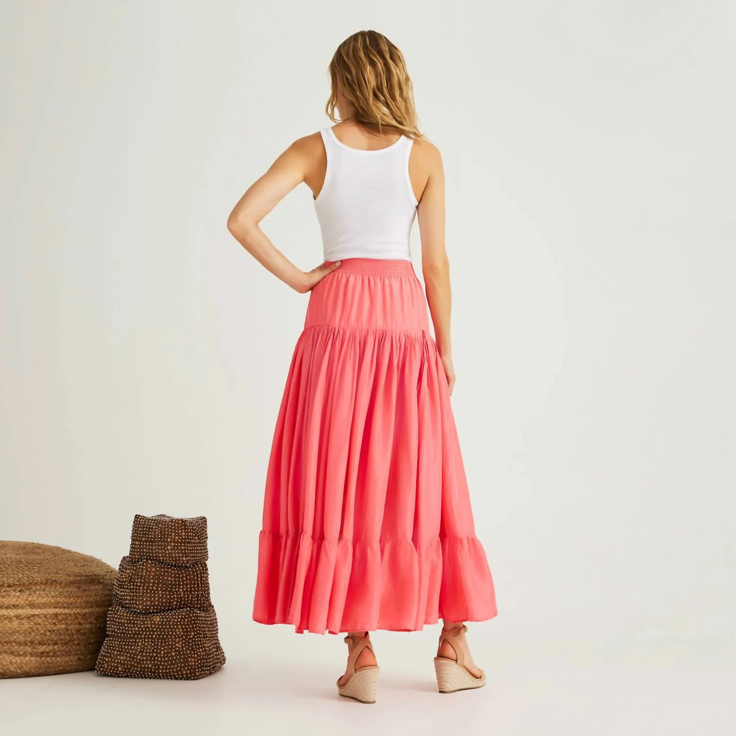 Lourdes Parachute Skirt In Coral