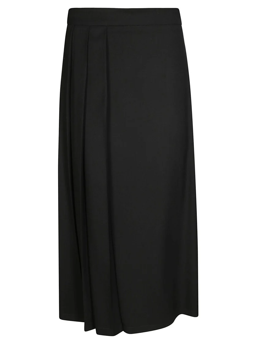 Black Pleated Midi Skirt