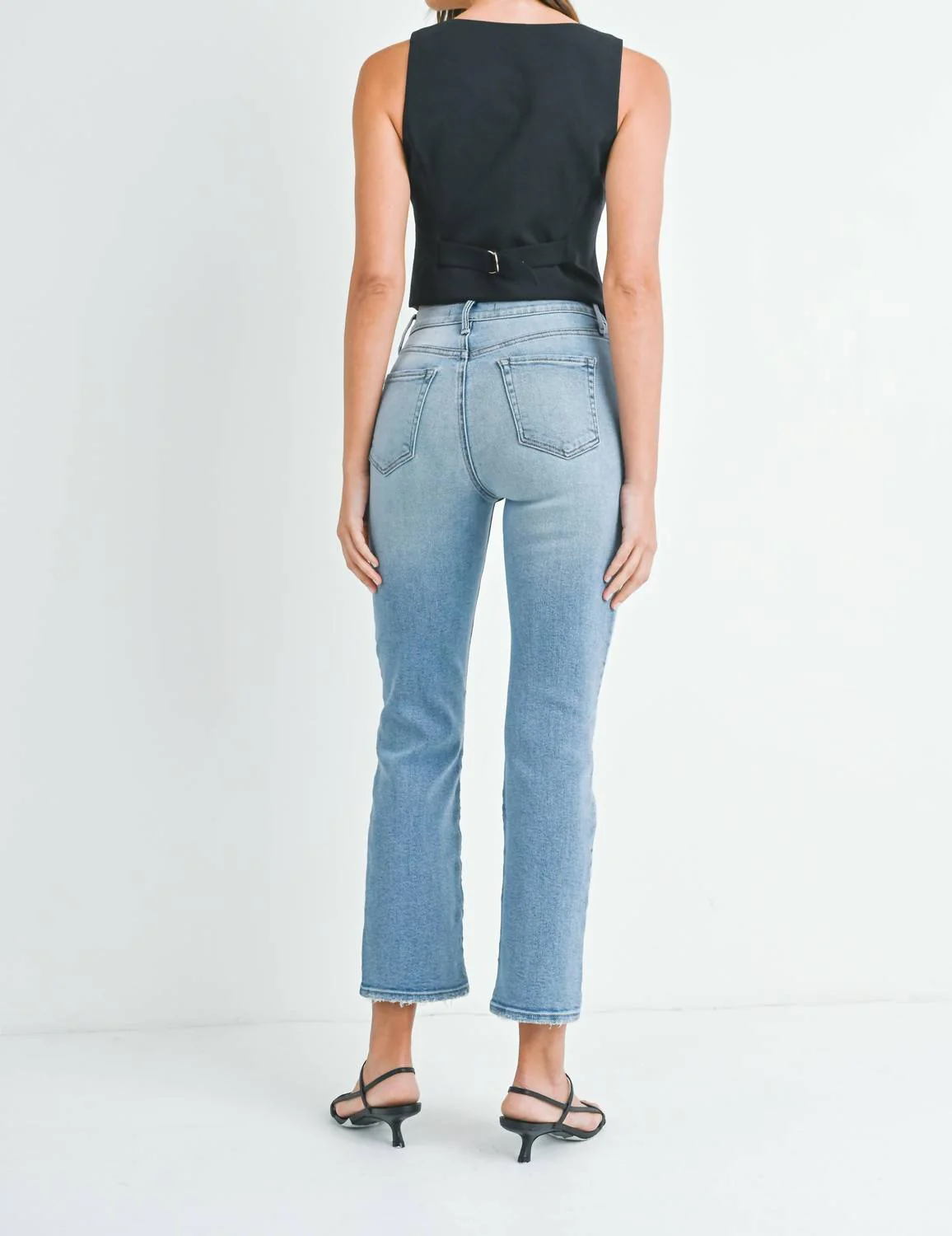 High Rise Soft Stretchy Straight Jeans In Light Denim