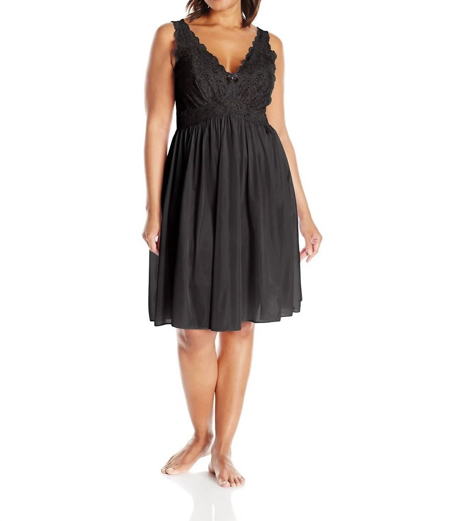 40 Silhouette Lace Bodice Sleeveless Waltz Gown In Black