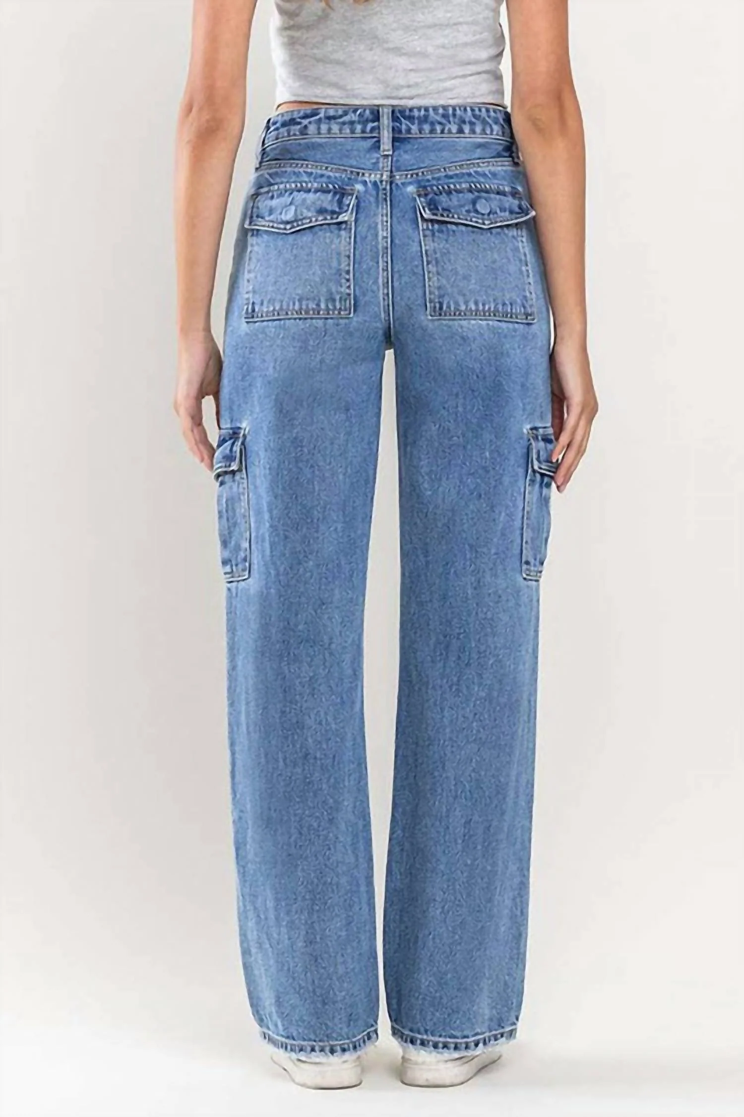 Kiki Cargo Jeans In Medium Wash