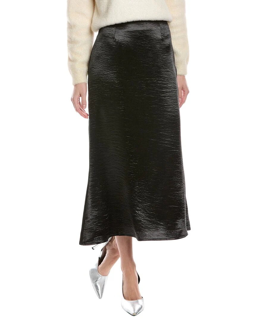 Gracia Textured Satin Fishtail Midi Skirt