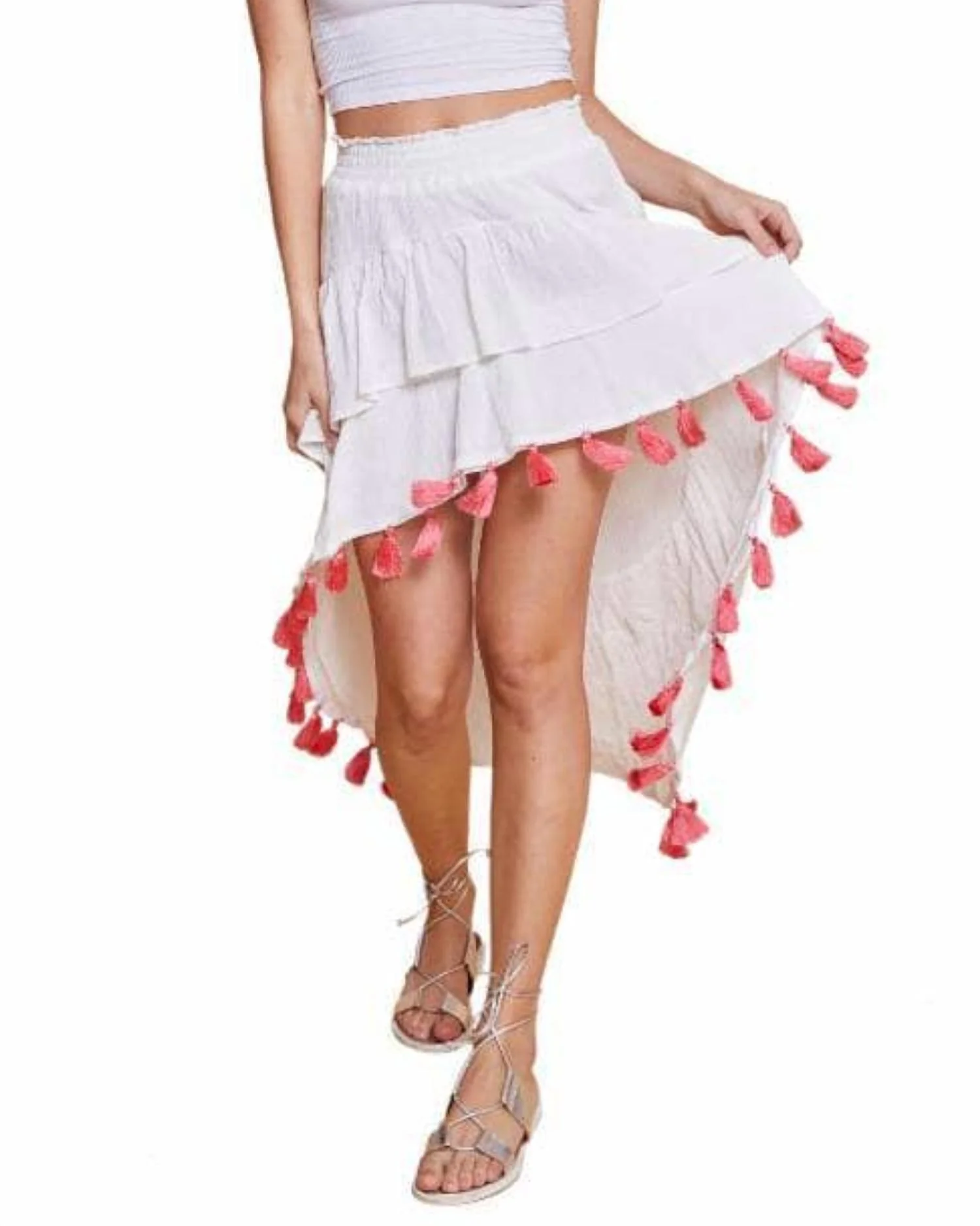 Angelie High Low Skirt In White