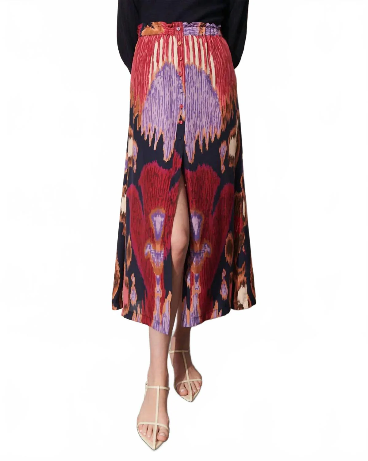 Bastien Skirt In Fan Ikat Tue Navy