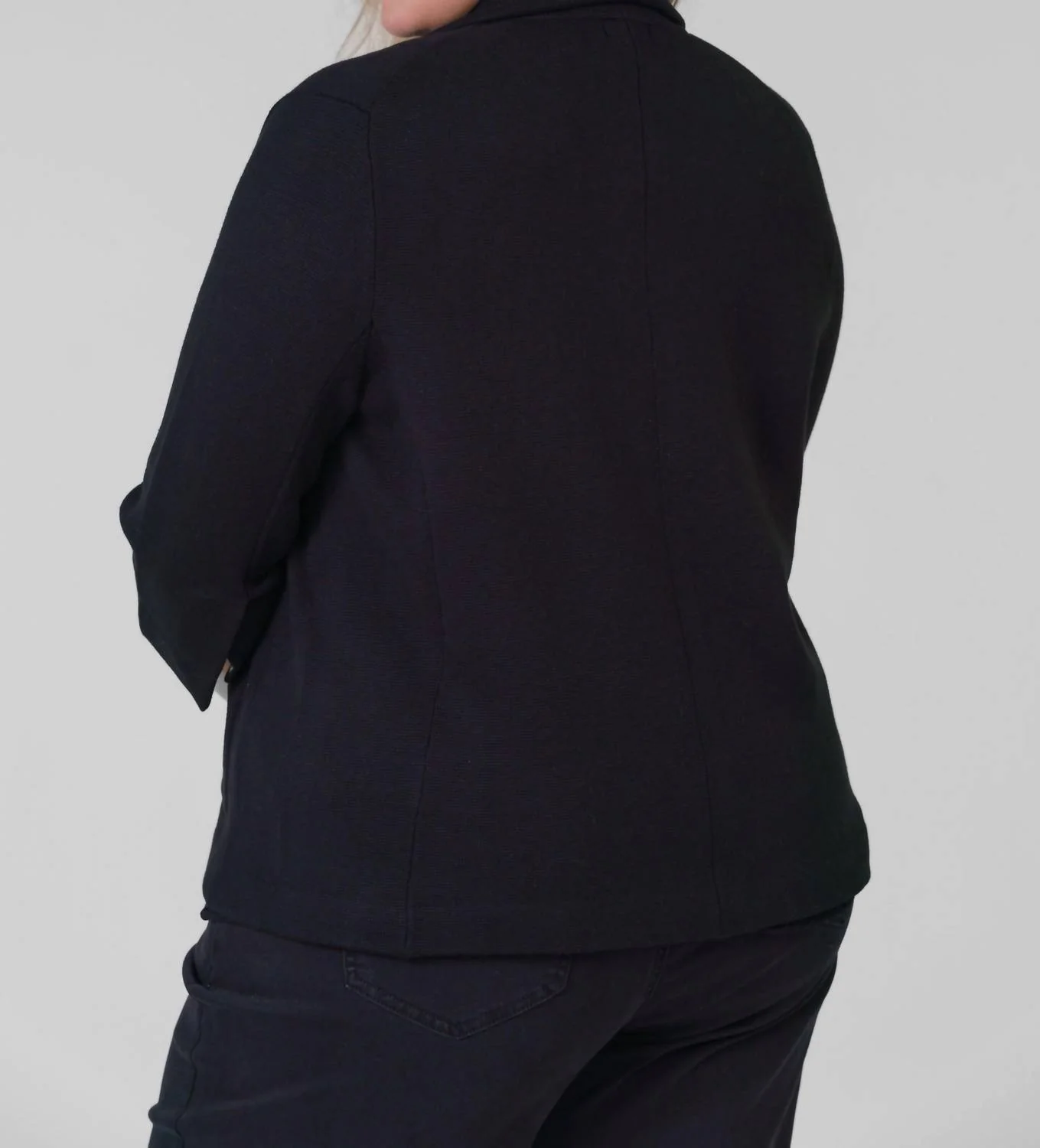 Cotton Blend Shrunken Blazer - Plus Size In Black