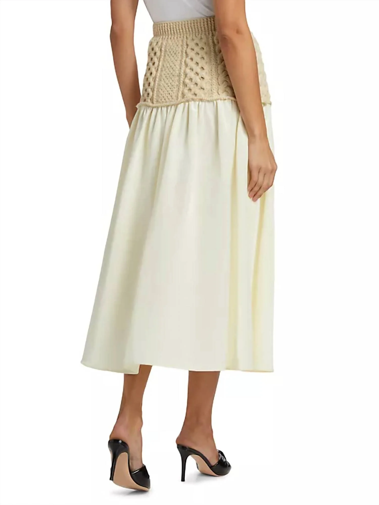 Mekas Paneled Knit Midi-Skirt In Ivory