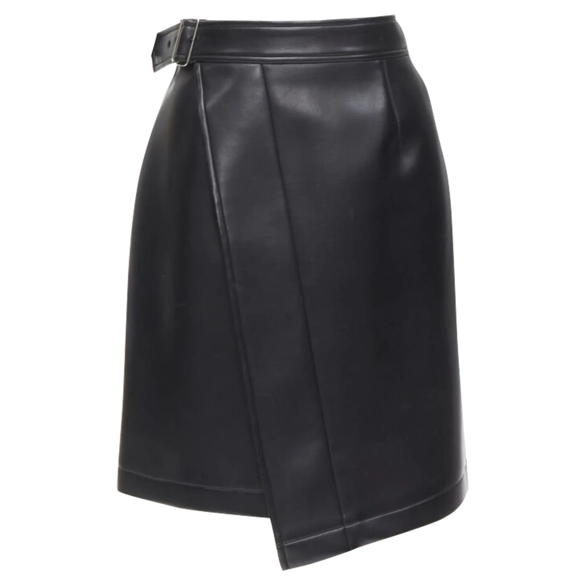 Comme Des Garcons faux leather silver buckle wrap skirt