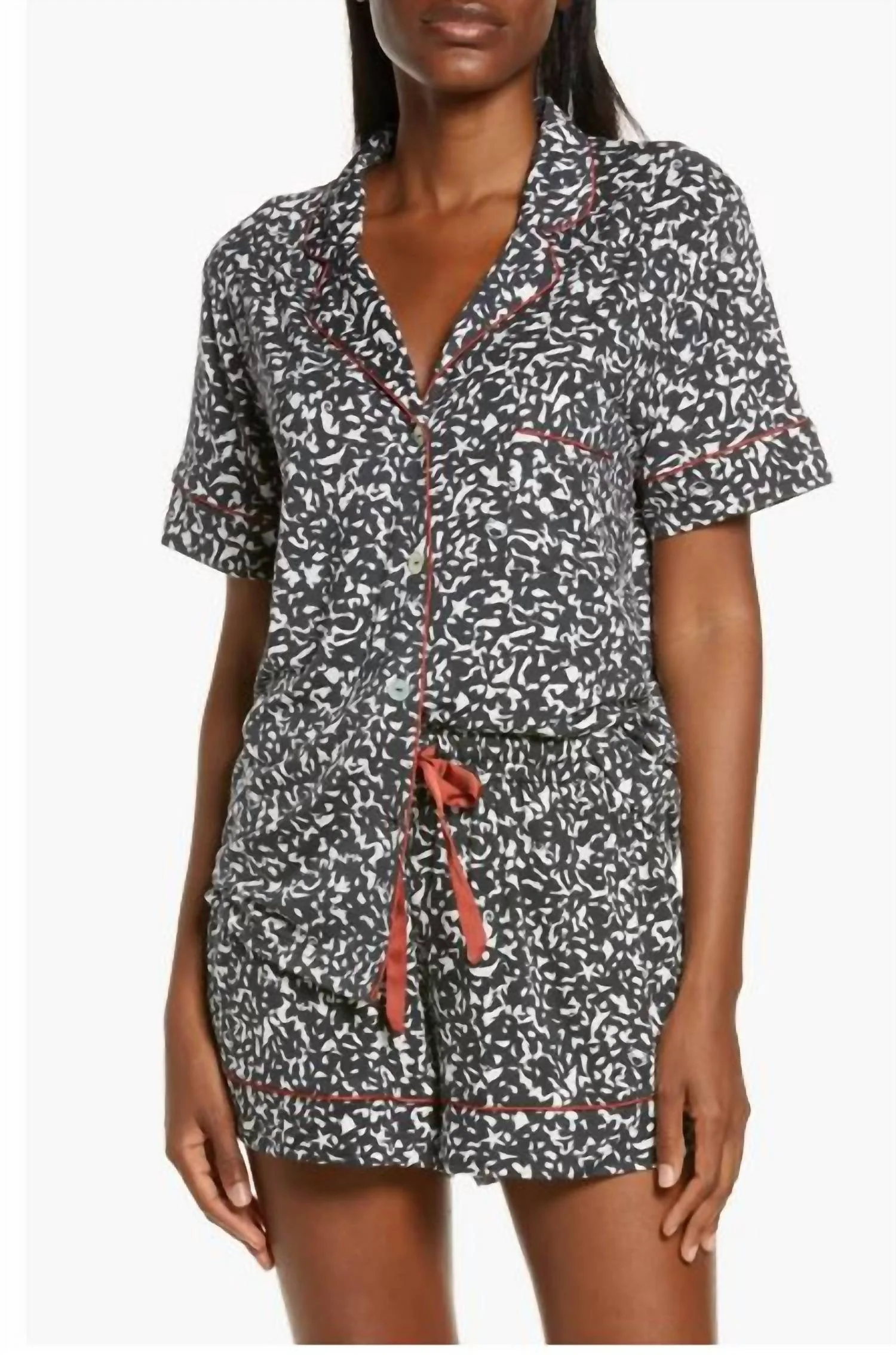 Short Pajamas Composition Print In Black/white