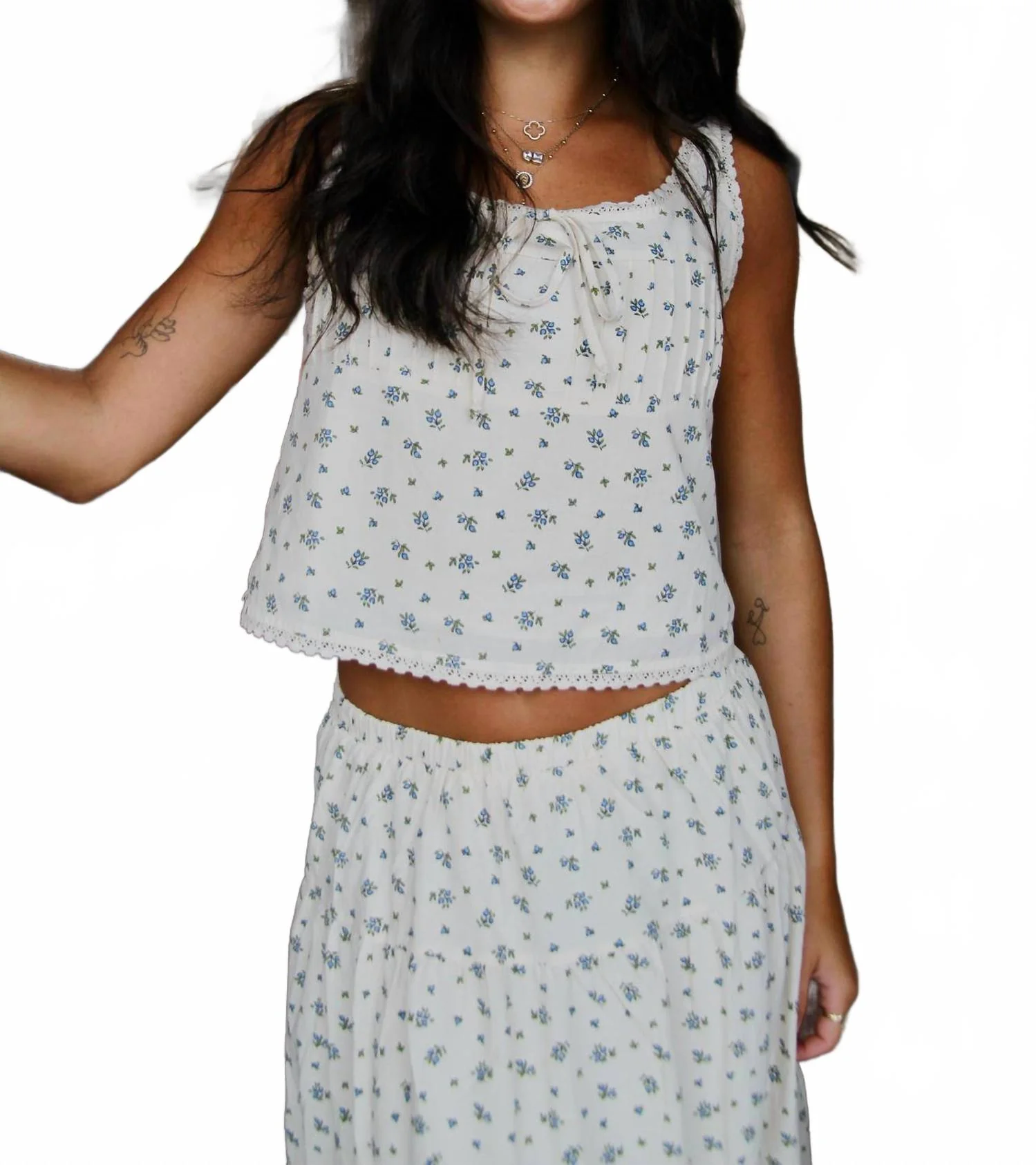 Kiki Floral Skirt In White