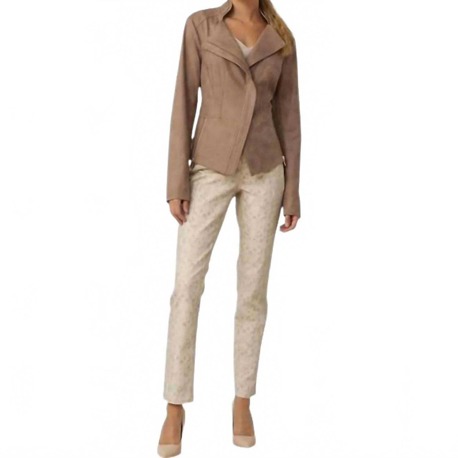 Animal Print Jeans In Beige