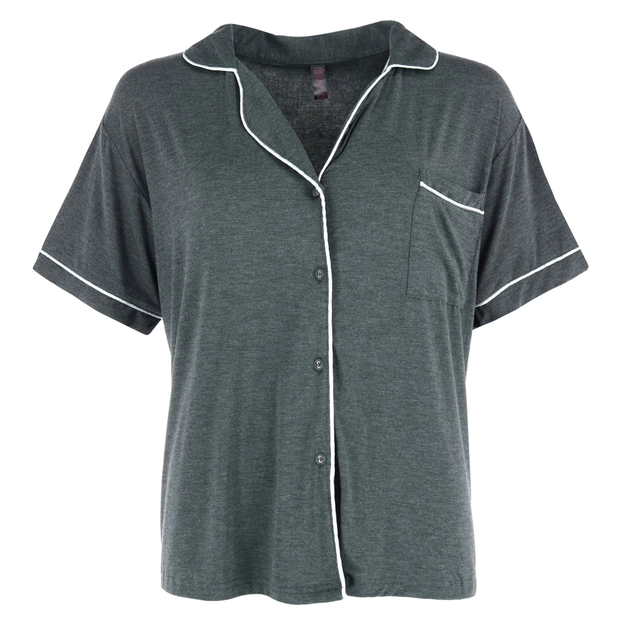 Women's Plus Size Notch Color Short Pajama Set with Trim