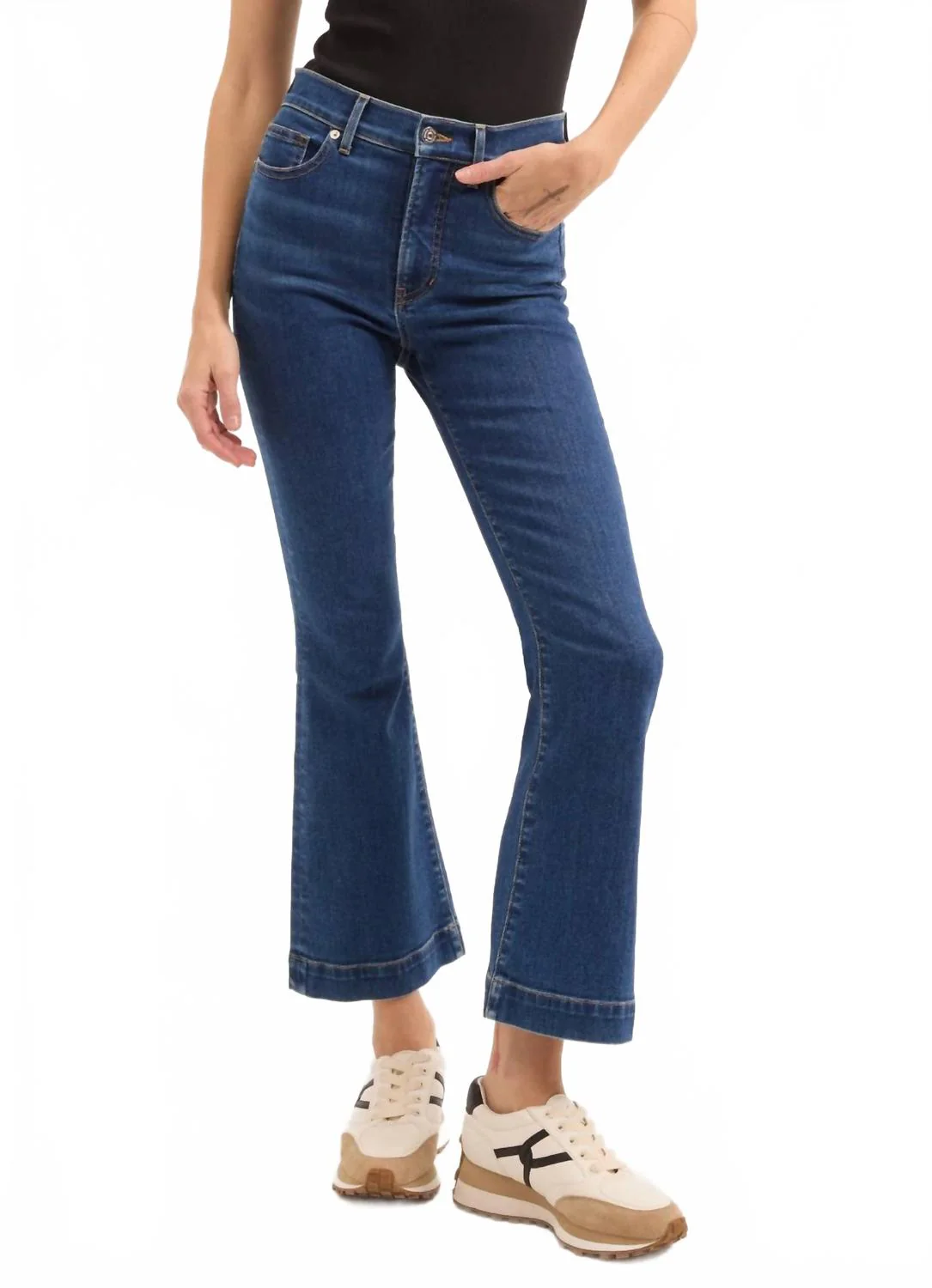 Carson Ankle Flare Jeans In Bright Blue