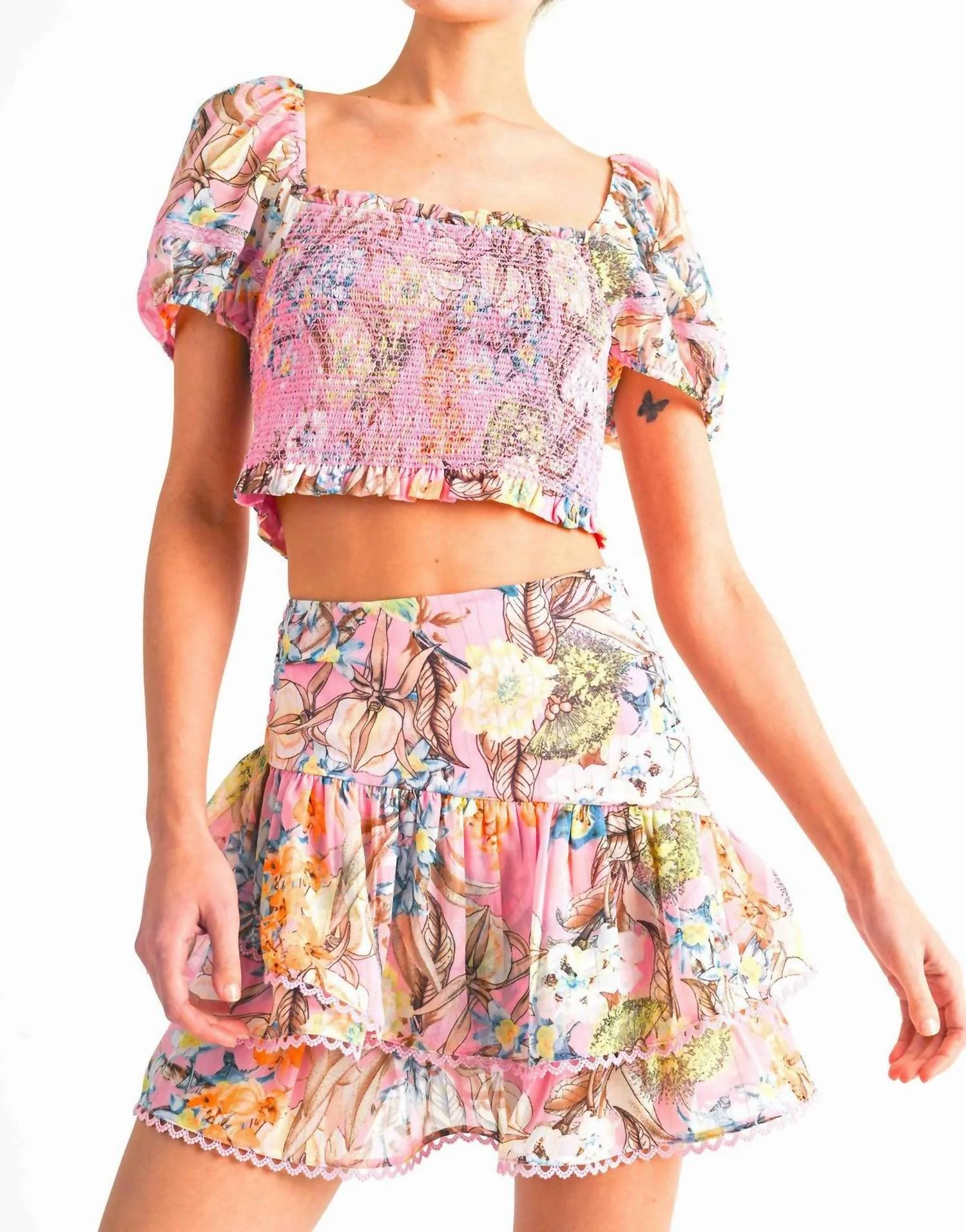 Floral Skirt In Pink Floral