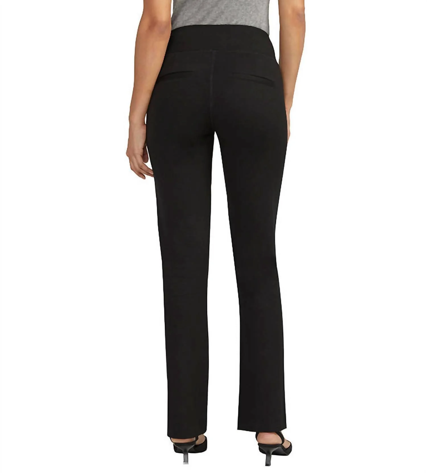 Mid Rise Pull-On Boot Cut Pants In Black